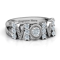 Split Shank Stone Filled MOM Ring