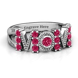 Split Shank Stone Filled MOM Ring