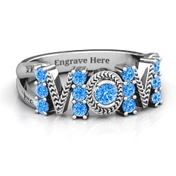 Split Shank Stone Filled MOM Ring