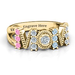 Split Shank Stone Filled MOM Ring