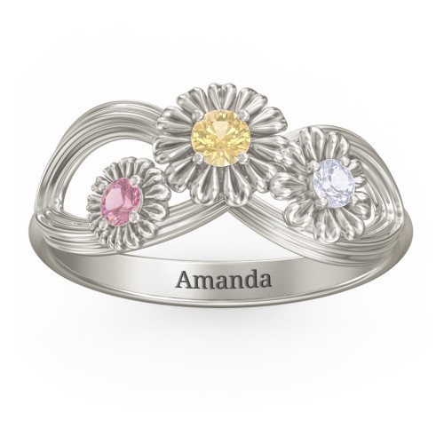 Endless Spring Infinity Ring – 10K White Gold with Citrine, Pink Tourmaline, and Lavender Premium Zirconia