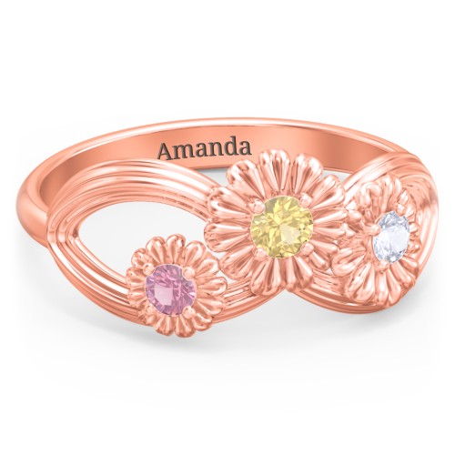Endless Spring Infinity Ring – 10K Rose Gold with Citrine, Pink Tourmaline, and Lavender Premium Zirconia