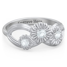 Endless Spring Infinity Ring in 925 Sterling Silver with Aquamarine