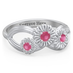 Endless Spring Infinity Ring in 925 Sterling Silver with Ruby