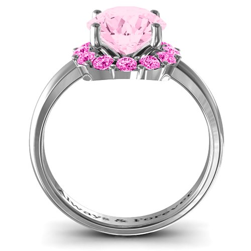 Victoria Single Halo Ring – Sterling Silver with Fancy Pink Premium Zirconia and Pink Tourmaline