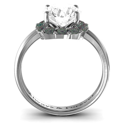 Victoria Single Halo Ring – Sterling Silver with White Premium Zirconia and Alexandrite