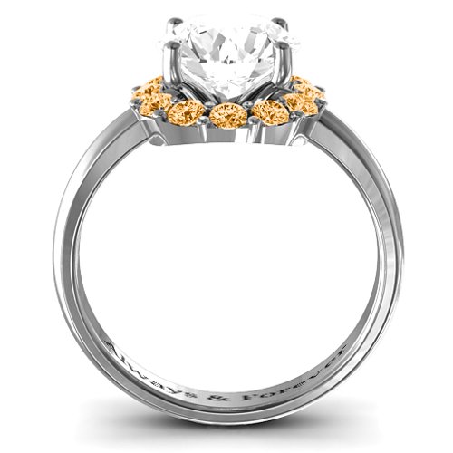 Victoria Single Halo Ring – Sterling Silver with White Premium Zirconia and Citrine