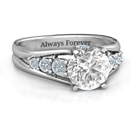 Radiant Love Ring with Collar Gems in 925 Sterling Silver with White Premium Zirconia and Diamond