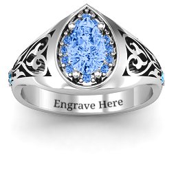 Aphrodite Ring with Side Gems in 925 Sterling Silver