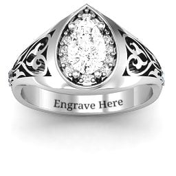 Aphrodite Ring with Side Gems in 925 Sterling Silver with White Premium Zirconia and Cubic Zirconia