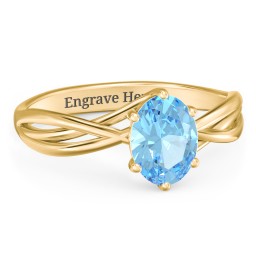 Passion Twist Ring in 18K Gold Plated Silver with Blue Topaz