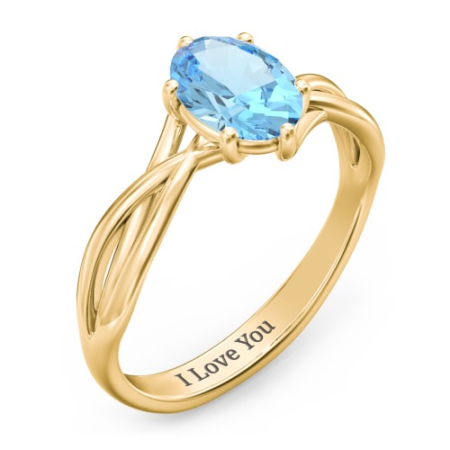 Passion Twist Ring – 18K Gold Plated Silver with Blue Topaz