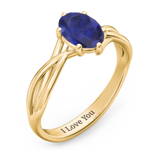 Passion Twist Ring – 18K Gold Plated Silver with Blue Sapphire