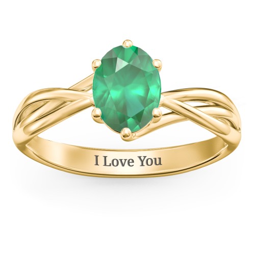 Passion Twist Ring – 18K Gold Plated Silver with Emerald