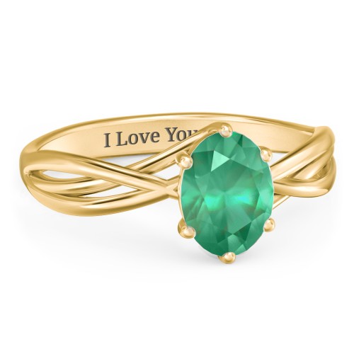 Passion Twist Ring – 18K Gold Plated Silver with Emerald
