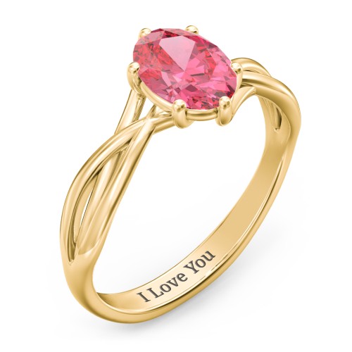 Passion Twist Ring – 10K Yellow Gold with Fancy Pink Premium Zirconia