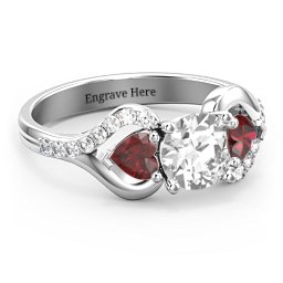Hearts United Gemstone Ring with Accents