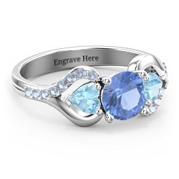 Hearts United Gemstone Ring with Accents