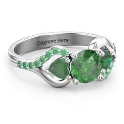 Hearts United Gemstone Ring with Accents
