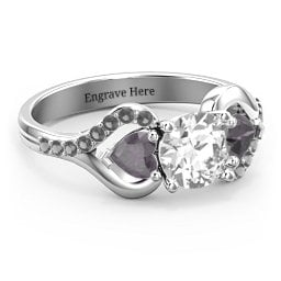 Hearts United Gemstone Ring with Accents