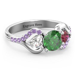 Hearts United Gemstone Ring with Accents