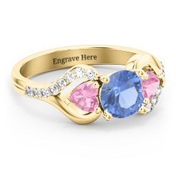 Hearts United Gemstone Ring with Accents