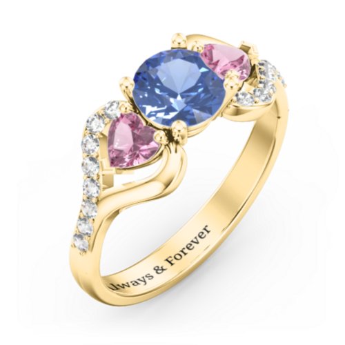 Hearts United Gemstone Ring with Accents