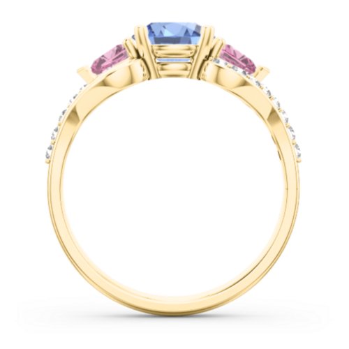 Hearts United Gemstone Ring with Accents