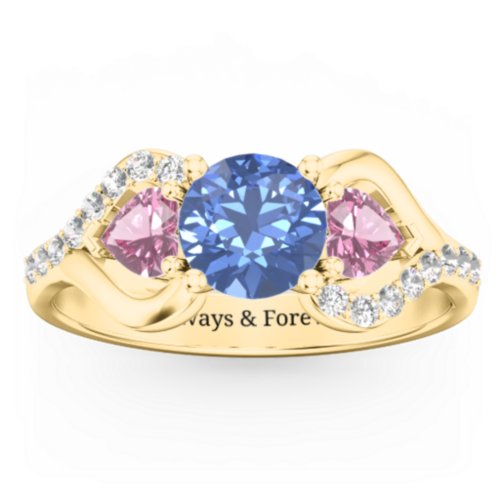 Hearts United Gemstone Ring with Accents