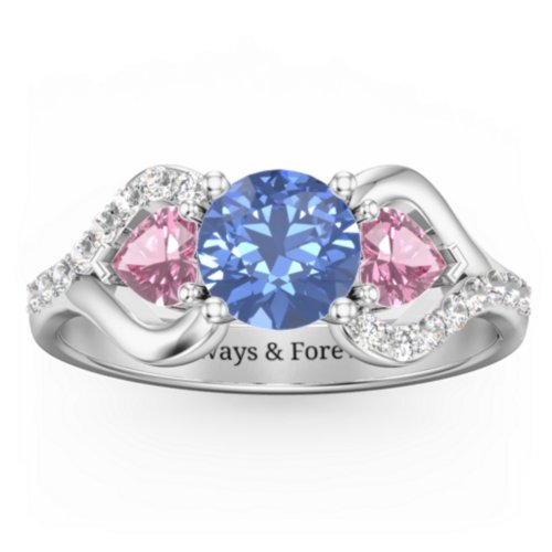 Hearts United Gemstone Ring with Accents