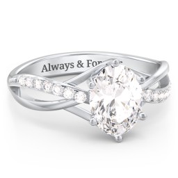 Oval Cut Gemstone Ring with Twisted Band and Accents