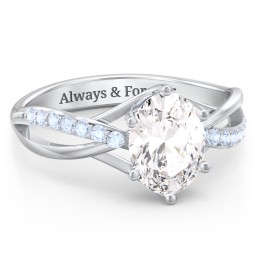 Oval Cut Gemstone Ring with Twisted Band and Accents