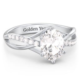 Oval Cut Gemstone Ring with Twisted Band and Accents