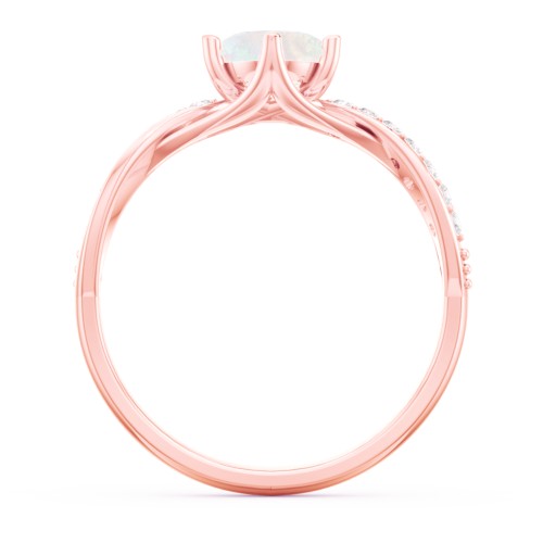Oval Cut Gemstone Ring with Twisted Band and Accents