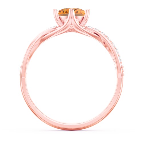 Oval Cut Gemstone Ring with Twisted Band and Accents