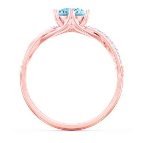 Oval Cut Gemstone Ring with Twisted Band and Accents
