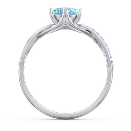 Oval Cut Gemstone Ring with Twisted Band and Accents