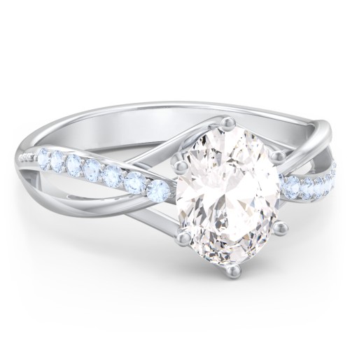 Oval Cut Gemstone Ring with Twisted Band and Accents