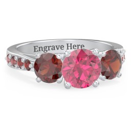Majestic 3 Stone Eternity Ring with Accents in 925 Sterling Silver