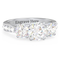 Majestic 3 Stone Eternity Ring with Accents in 925 Sterling Silver