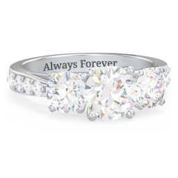 Majestic 3 Stone Eternity Ring with Accents in 925 Sterling Silver with White Premium Zirconia and Diamond