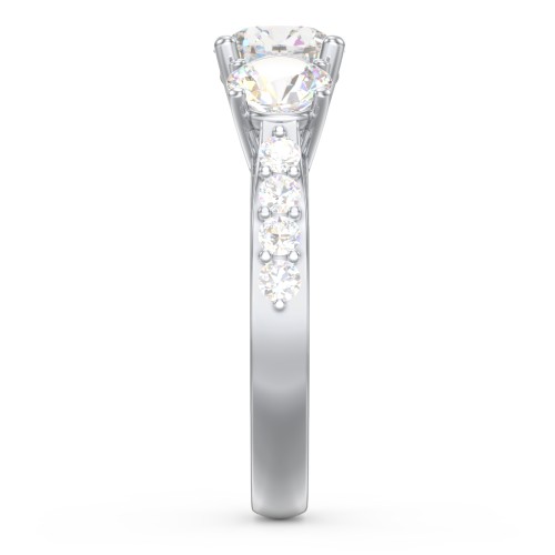 Majestic 3 Stone Eternity Ring with Accents – Sterling Silver with White Premium Zirconia and Cubic Zirconia