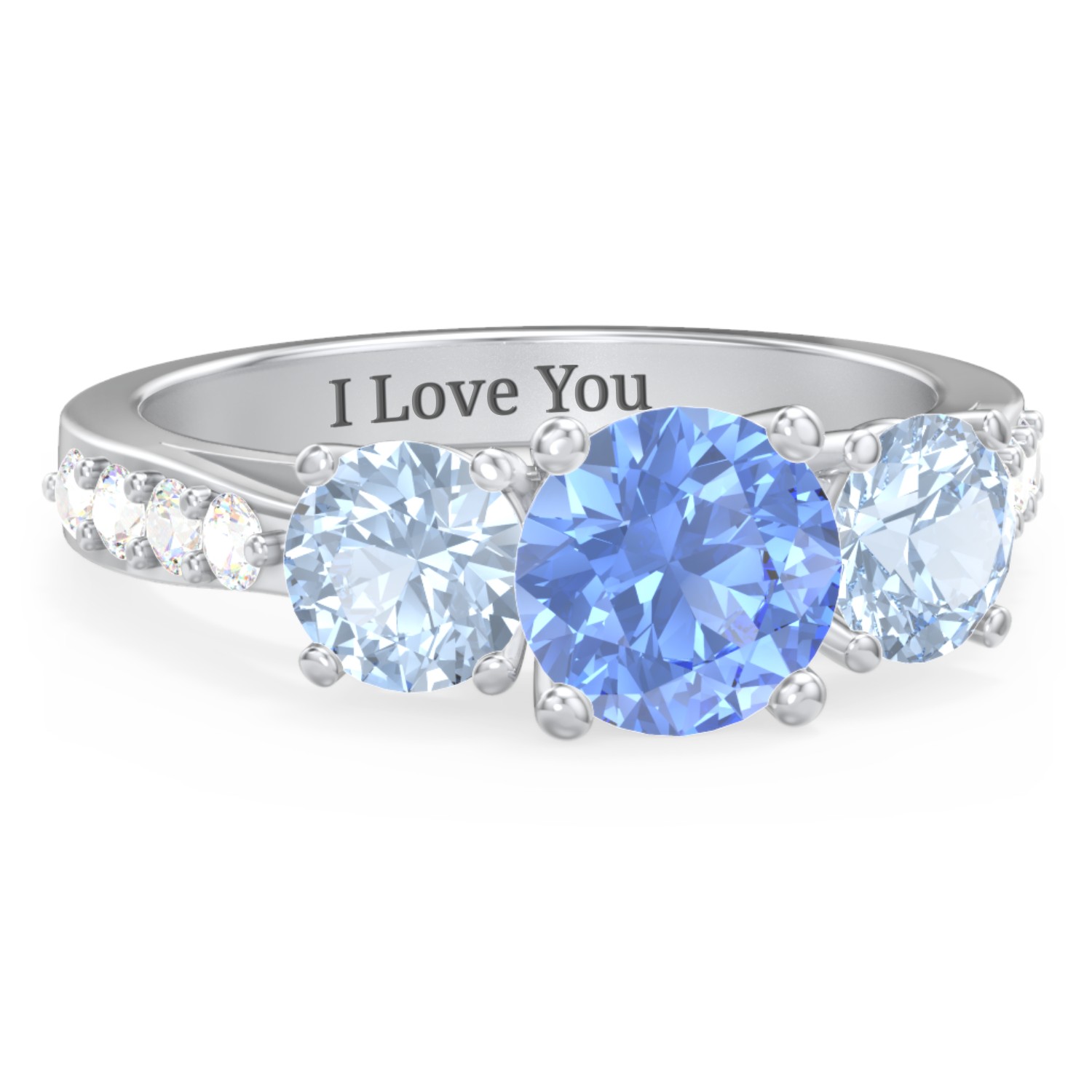 Majestic 3 Stone Eternity Engagement Ring with Accents