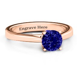 Royal Tulip Ring with Bezel Collar Stone in 10K Solid Rose Gold