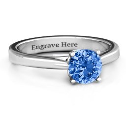 Royal Tulip Ring with Bezel Collar Stone in 925 Sterling Silver with Fancy Blue Premium Zirconia and Aquamarine