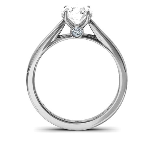 Royal Tulip Ring with Bezel Collar Stone – Sterling Silver with White Premium Zirconia and Diamond