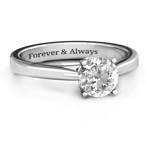 Royal Tulip Ring with Bezel Collar Stone – Sterling Silver with White Premium Zirconia and Diamond