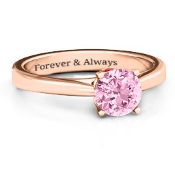 Royal Tulip Ring with Bezel Collar Stone in 10K Solid Rose Gold with Fancy Pink Premium Zirconia and Garnet