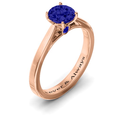 Royal Tulip Ring with Bezel Collar Stone – 10K Rose Gold with Blue Sapphire