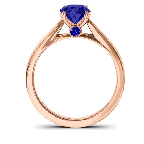 Royal Tulip Ring with Bezel Collar Stone – 10K Rose Gold with Blue Sapphire